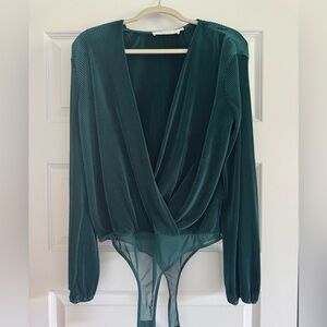 Astr Teal/deep green Pleated Bodysuit